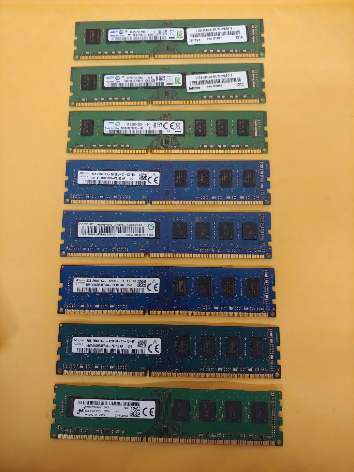 Lot of 8PCs Mix Brands 8GB PC3 & PC3L Desktop Memory RAM 8x8GB=64GB
