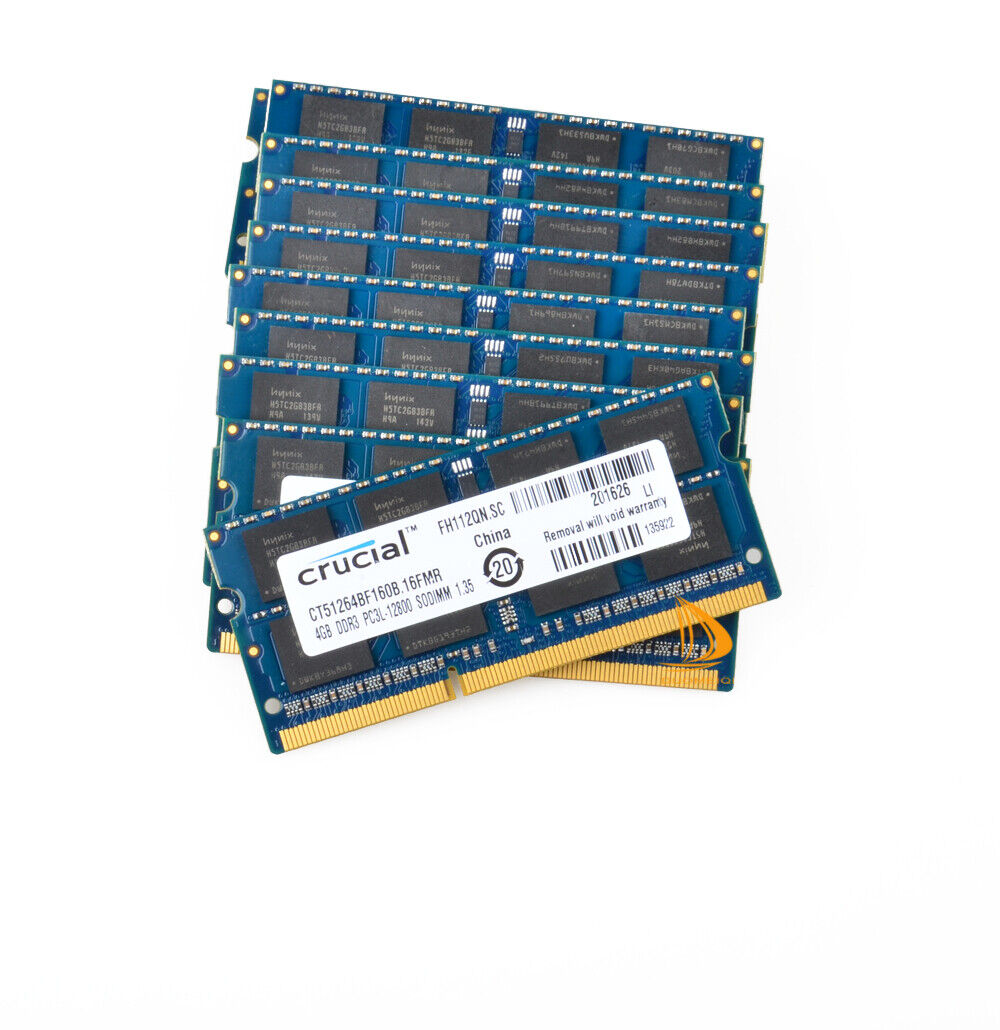 10PCS For Crucial 4GB 2RX8 PC3L-12800S DDR3 1600Mhz 204Pin Laptop Memory RAM $88