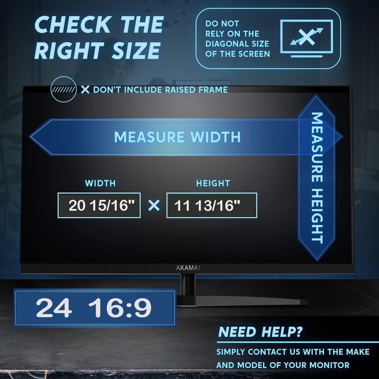 Removable 24 inch Anti-Glare Blue Light Screen Protector for 16:9 Monitors - 2 P
