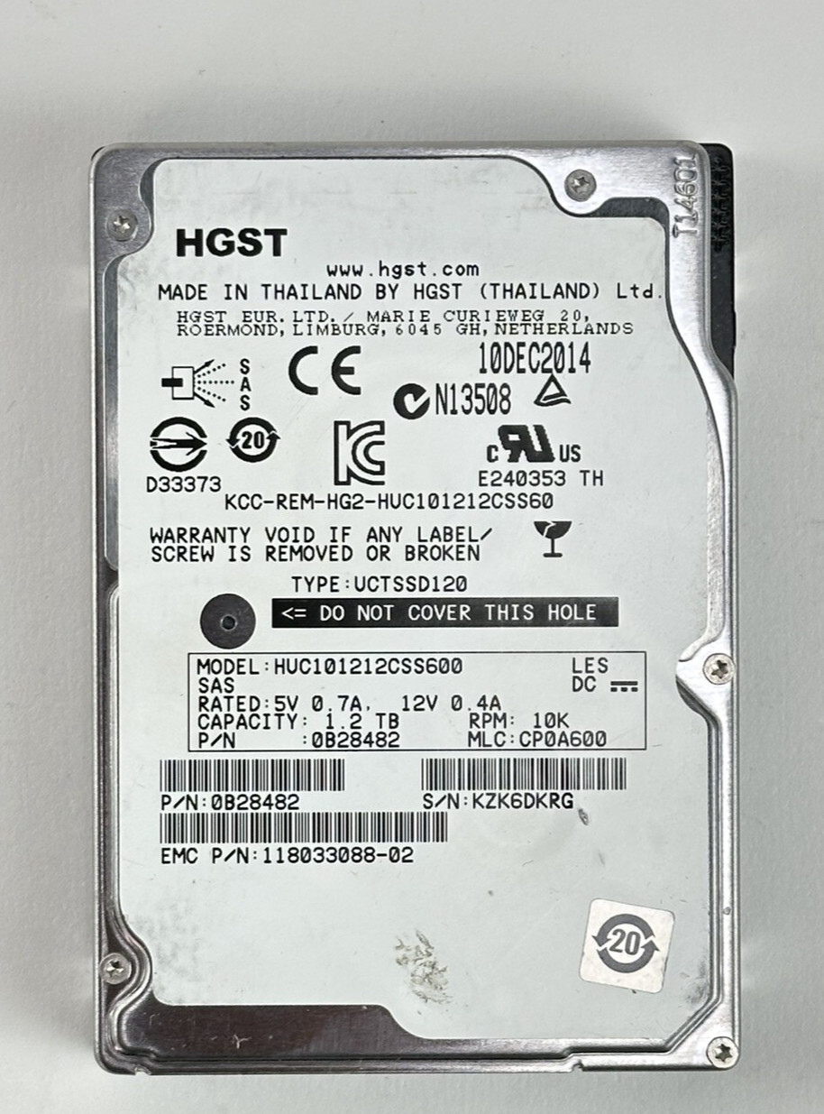 HGST Ultrastar 1.2TB 10K RPM 6G SAS 2.5 in SFF 64MB HDD Hard Drive C10K1200