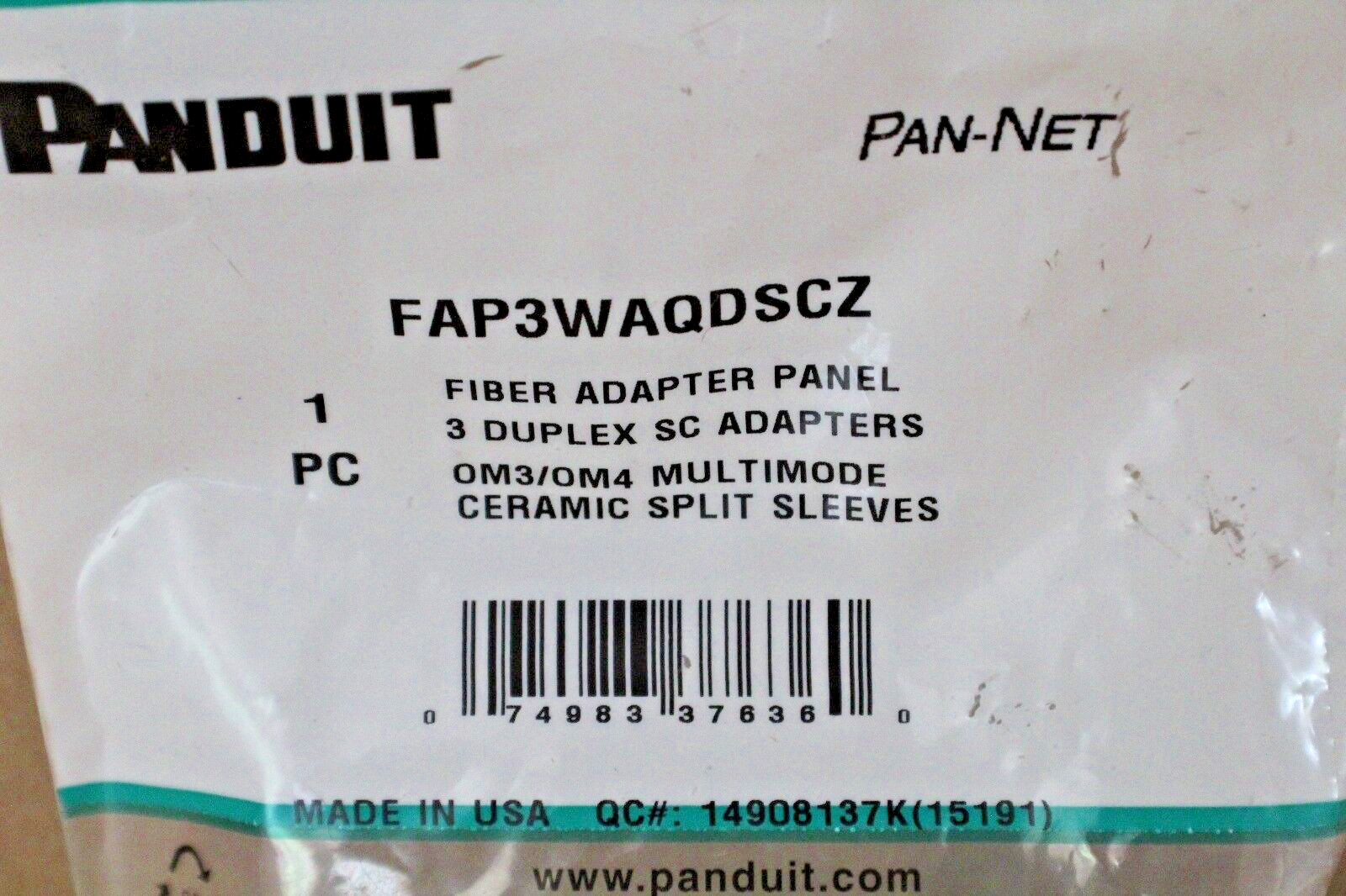PANDUIT FAP3WAQDSCZ Fiber Adapter Panel 3 Duplex SC Adapters