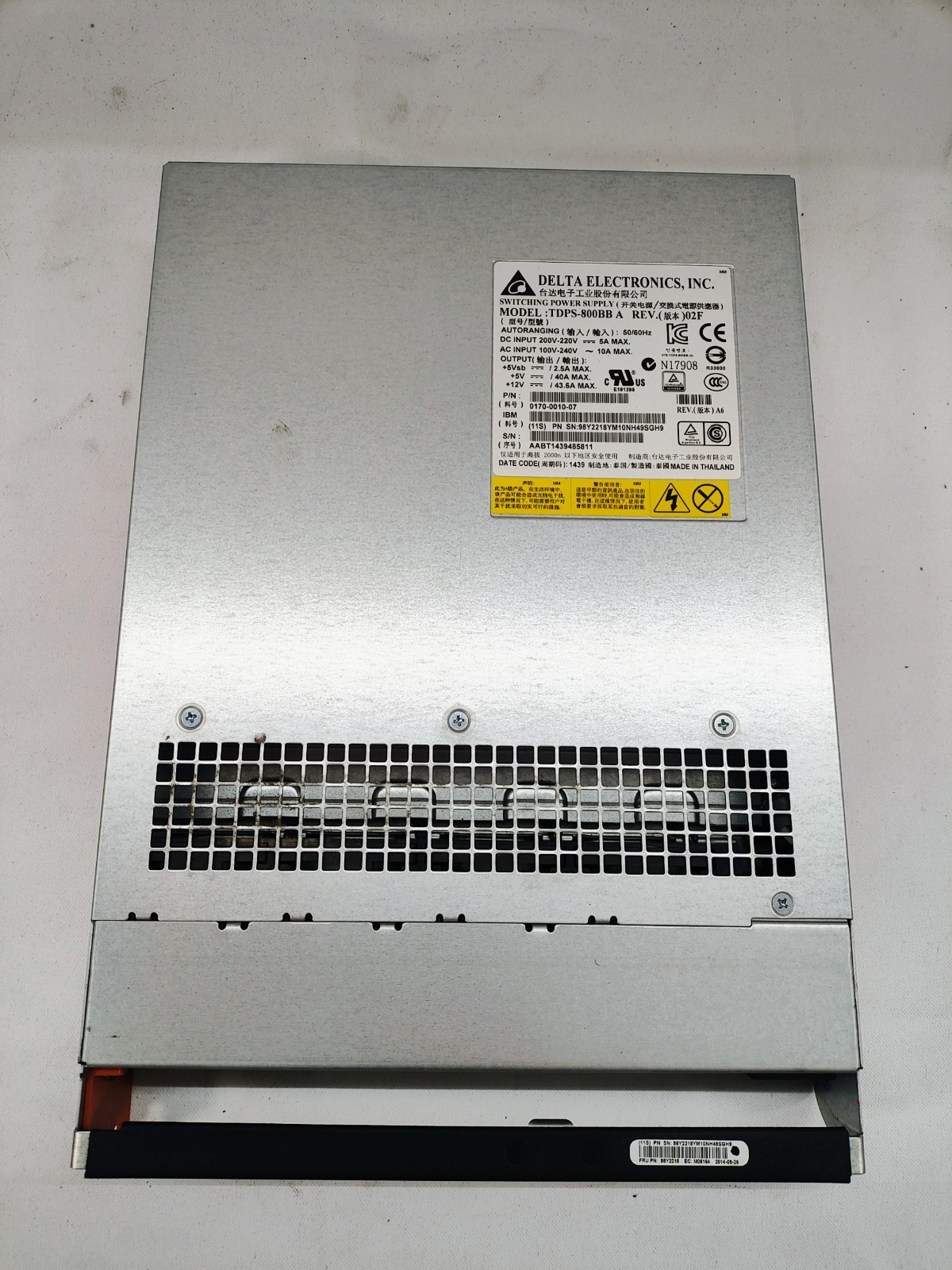IBM FRU 01AC550 Delta Electronics TDPS-800BB B 800W Switching PSU Power Supply