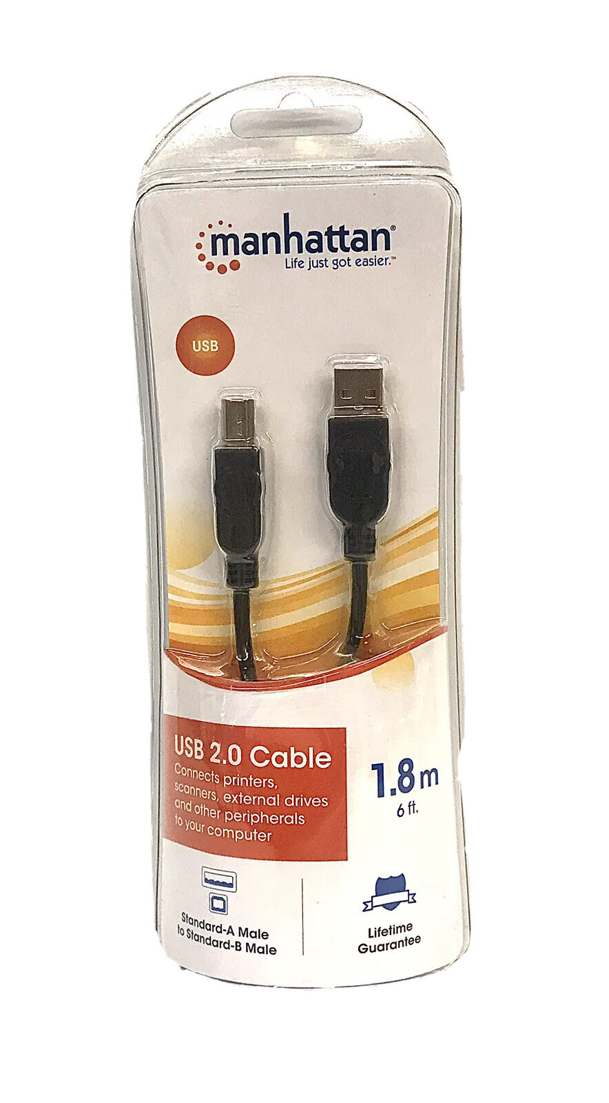 MANHATTAN 6-Feet High Speed USB Cable A Male/B Male 1.8m, Black