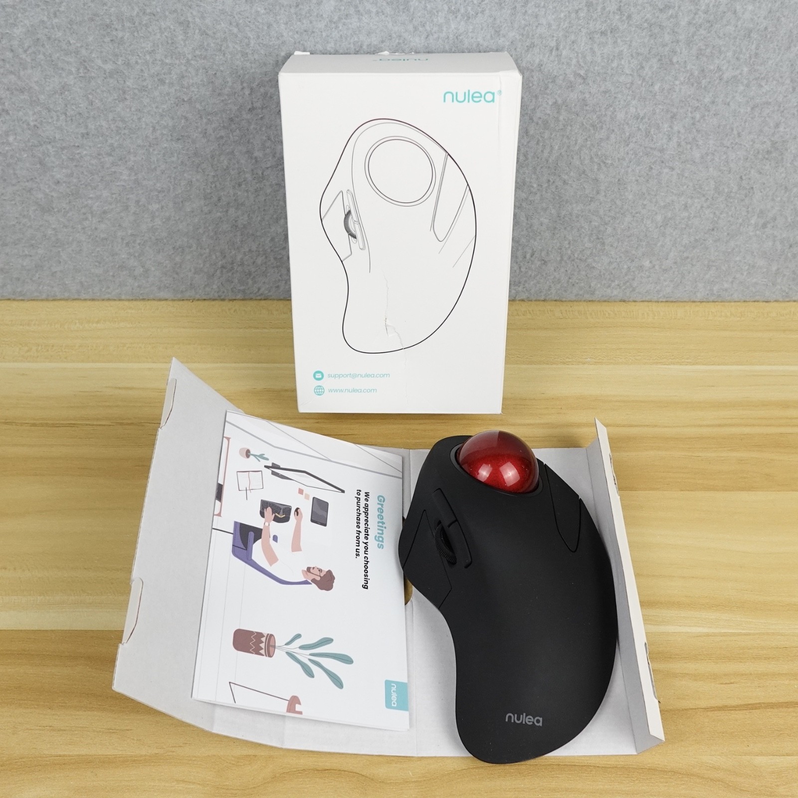 Nulea M505 Wireless Ergonomic Trackball Mouse, Rechargeable, Bluetooth NO DONGLE