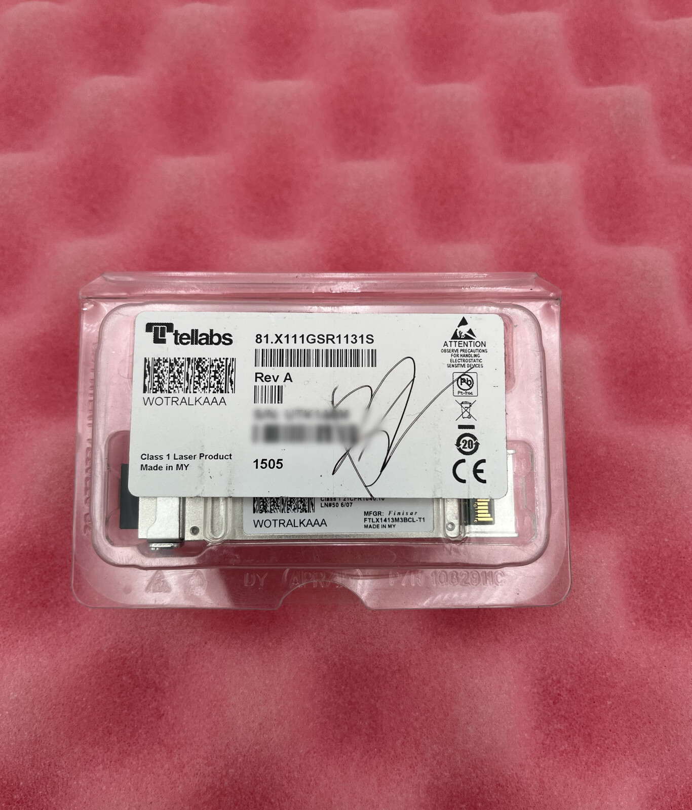 Tellabs 81.X111GSR1131S Rev A Multi-rate XFP WOTRALKAAA (We also buy Tellabs)