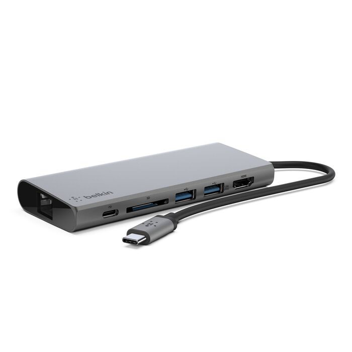 Belkin USB-C Multimedia Hub (Certified Refurbished) - Silver