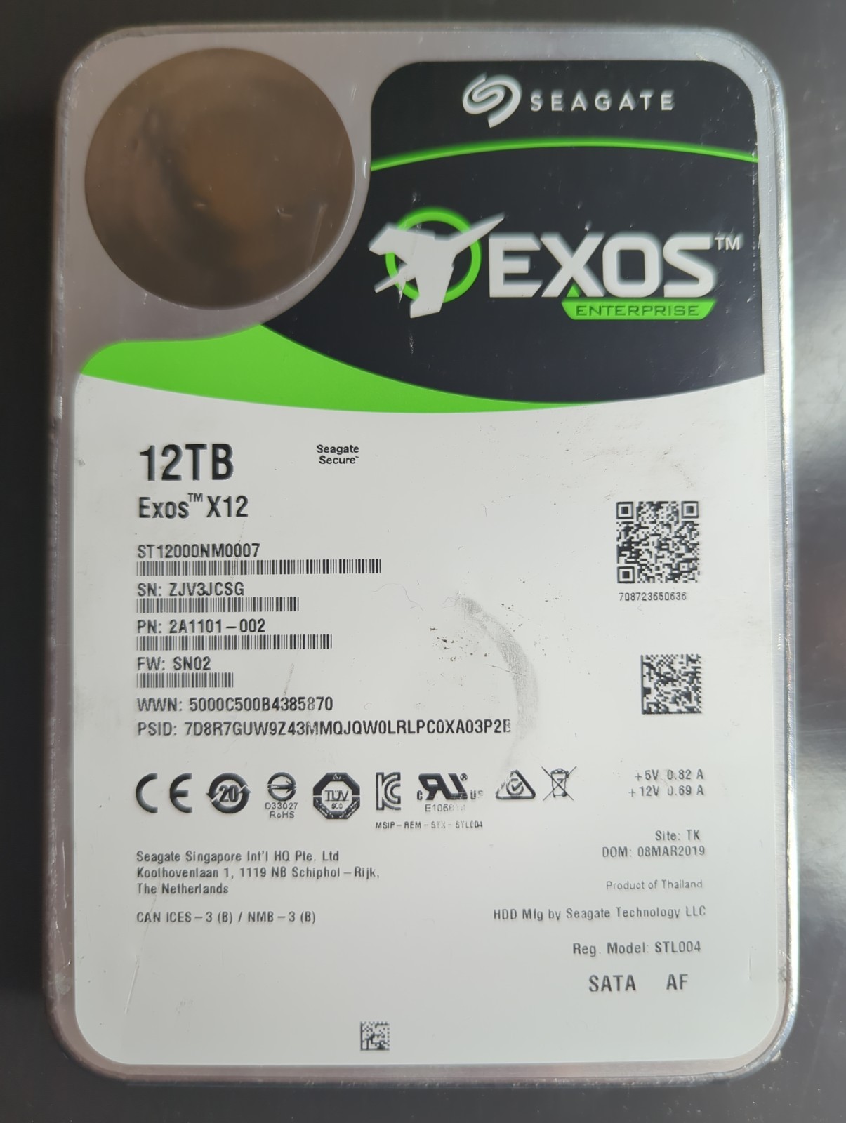 Seagate Exos X12 12TB Enterprise Hard Drive HDD SATA 6Gb/s ST12000NM0007 GRADE B