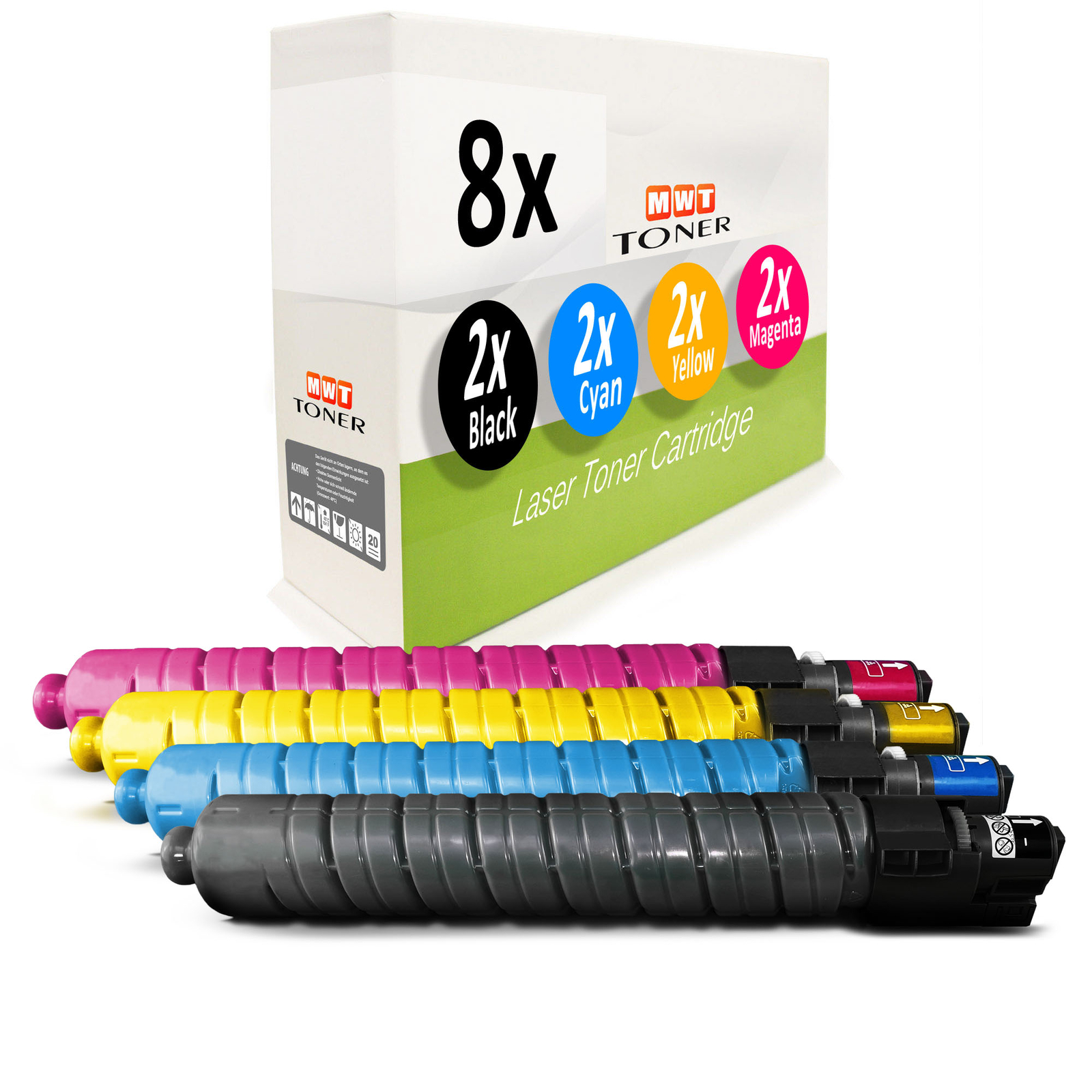 8x MWT Toner for Ricoh MPC4503A MPC5503A MPC6003 33K Black + 22.5K CMY