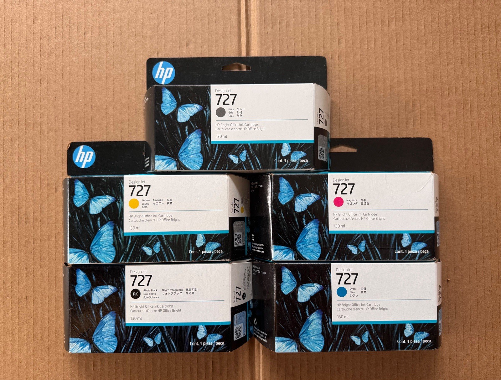 HP 727 130 ml Ink Cartridge COMBO PACK-Cyan, Magenta, Yellow, Gray, Photo Black