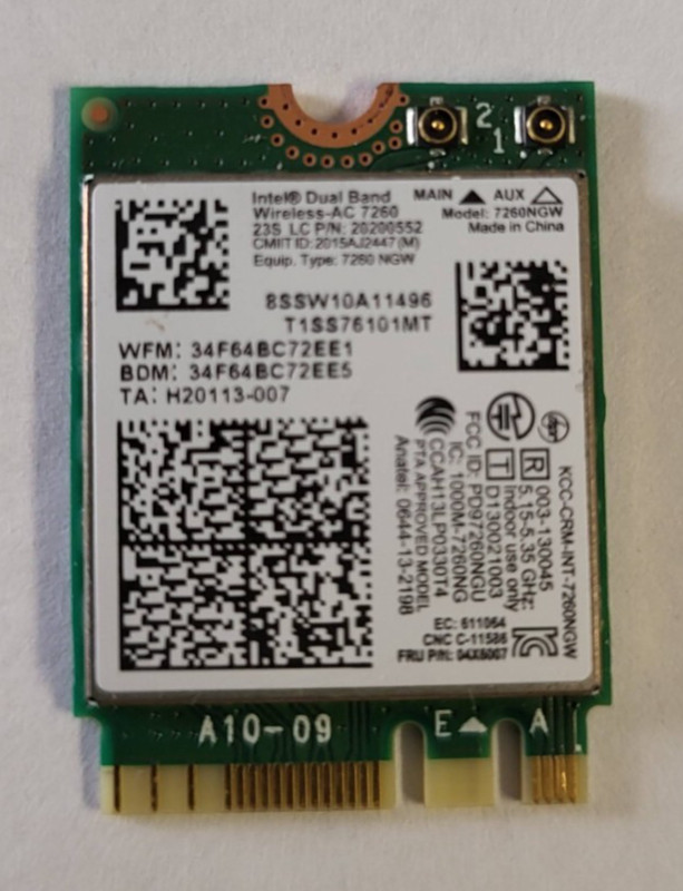 LENOVO N23 Winbook Intel 7260 2x2AC+BT PCIE M.2 V2 20200552  7260NGW  US SELLER