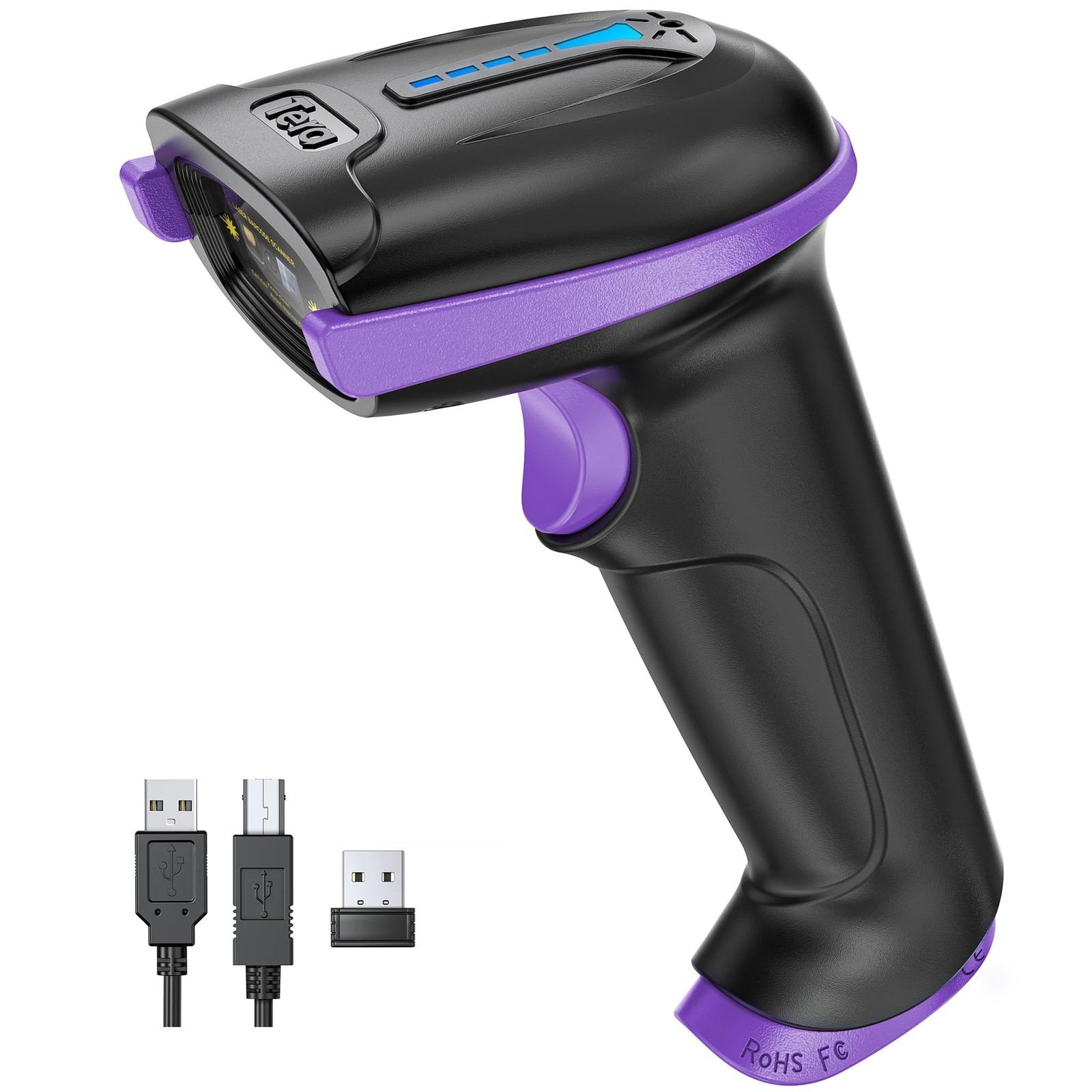 Barcode Scanner 1D Wireless Battery Indicator Purple 5100-PL-US Tera