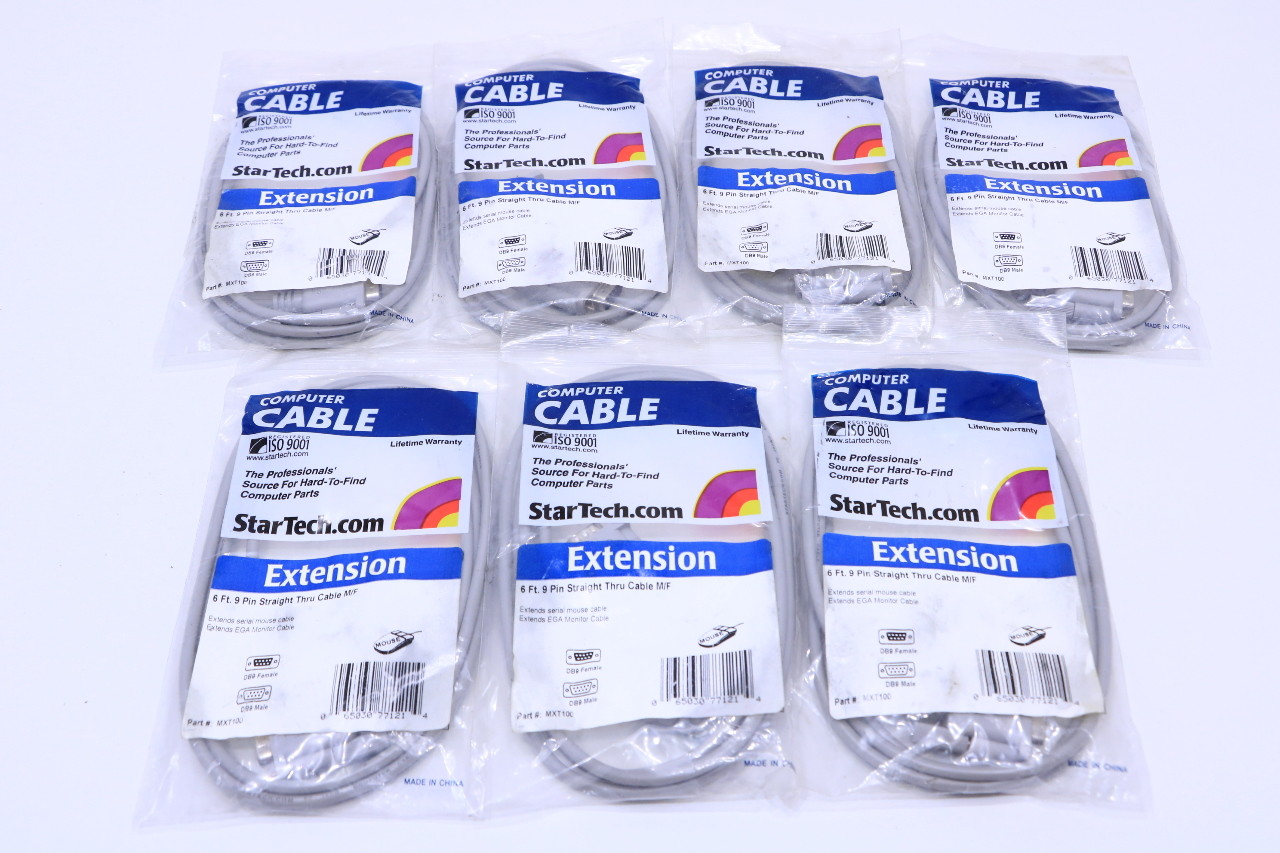 NEW LOT OF (7) STAR TECH ISO9001 COMPUTER CABLE 6FT 9 PIN