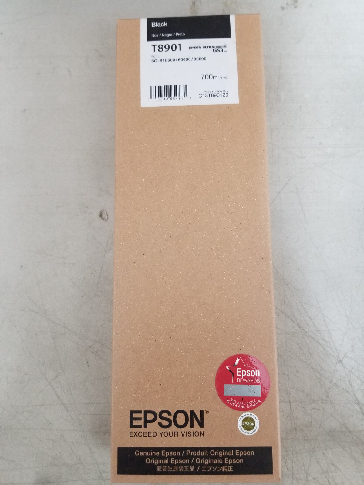 GENUINE Epson GS3 Black Ink 700ml (T8901) for S80600, S60600, S40600