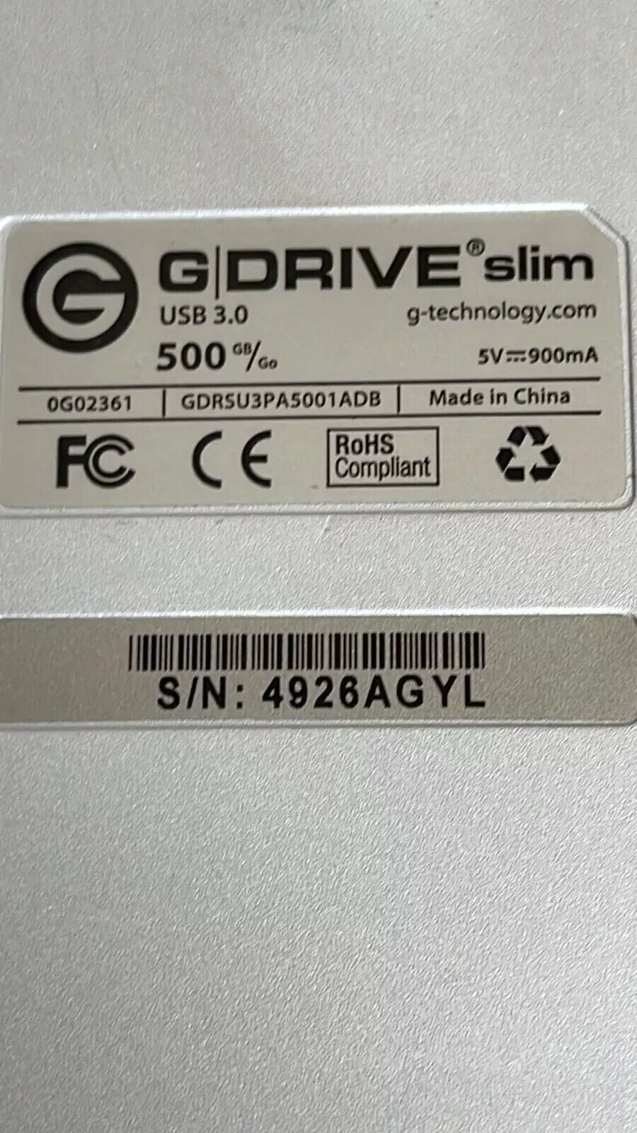 G-Technology G-Drive Slim (LOT OF 2) 500GB External Hard Drive