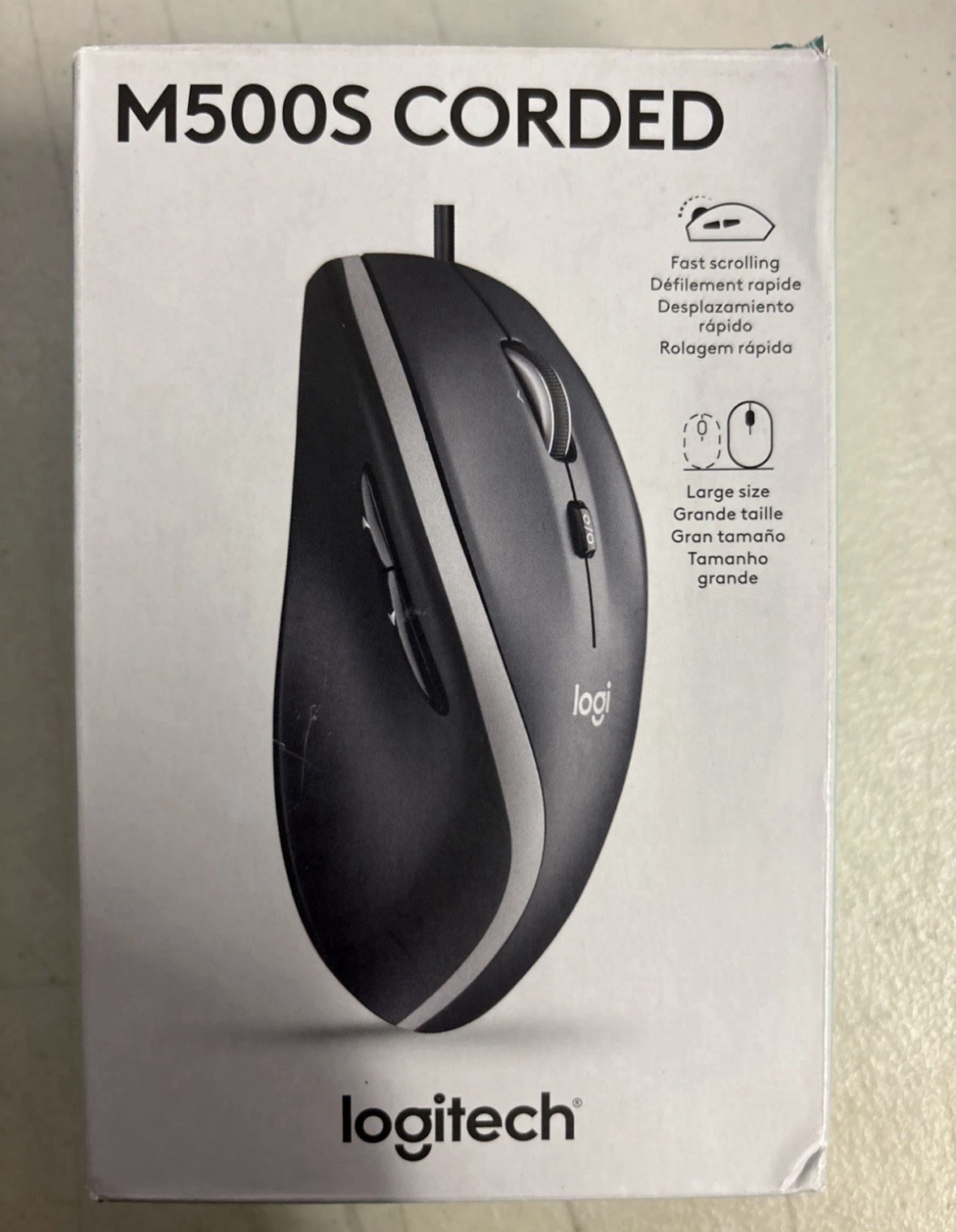 Logitech M500s Wired USB Optical Mouse 7-Button 4000 DPI Black
