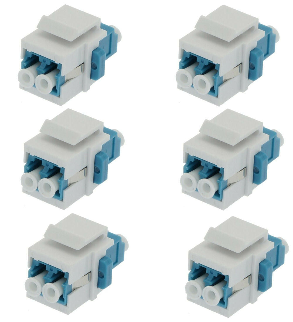 6x LC/UPC Keystone Duplex Single Mode Fiber Optical Jack Insert Coupler Blue