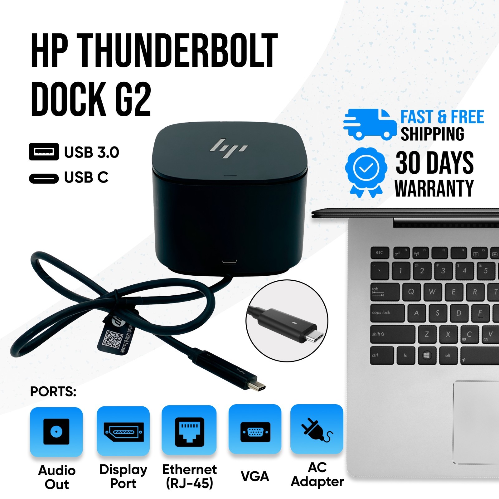 HP USB-C Docking Station for Apple Mac Mini Quad Display Laptops w/ AC
