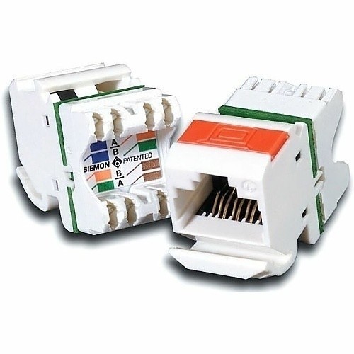 Siemon MX6-02 Outlet, MAX, UTP, CAT6, RJ45, Angled ,WHT P-DWN, T568A/B, W/DR
