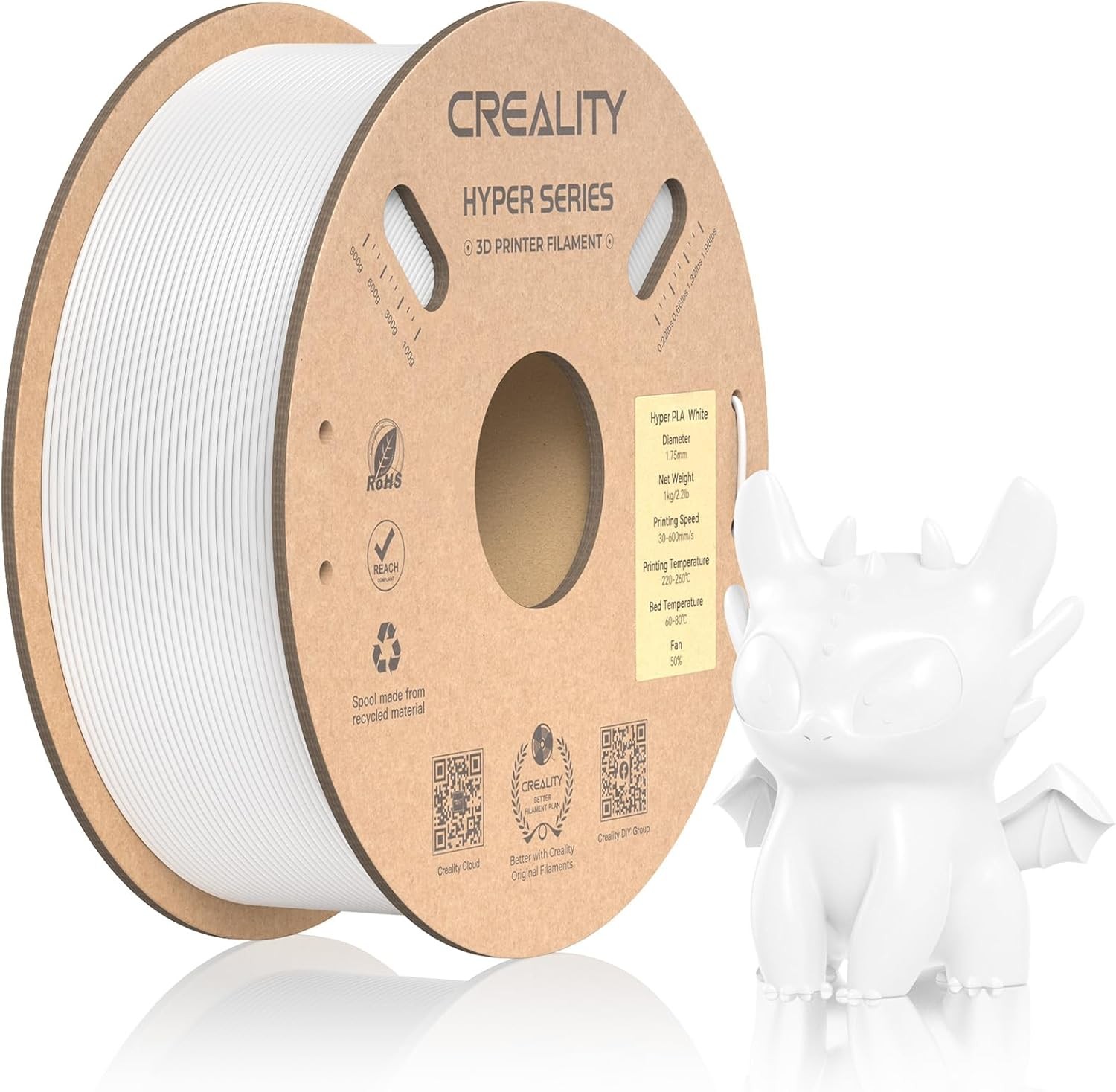 Creality Hyper PLA Filament 1.75mm High Speed PLA 30-600mm/s 3D Printer Filament