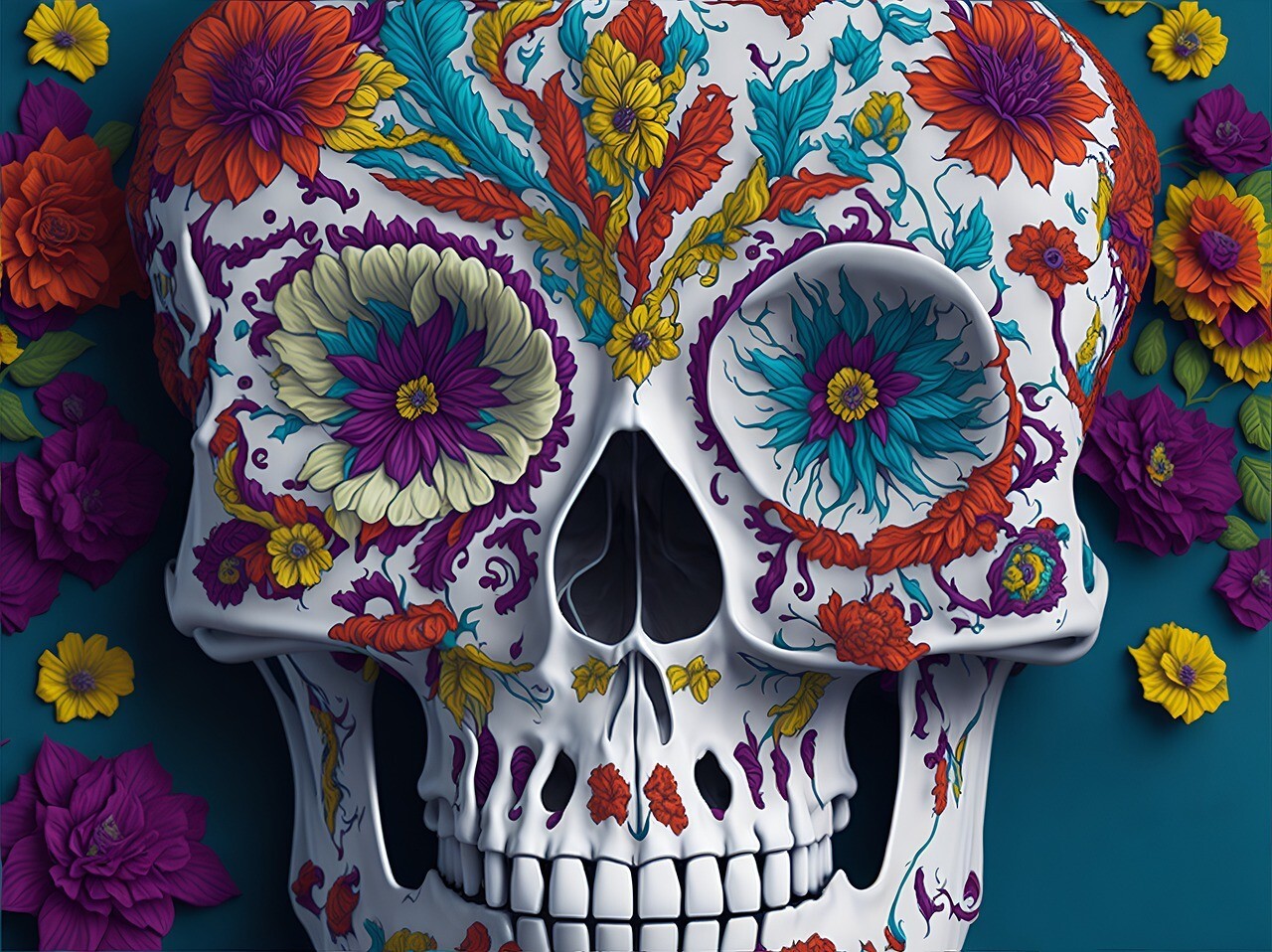 Sugar Skull Face  Art AI Design  Novelty Mouse Pad Stunning
