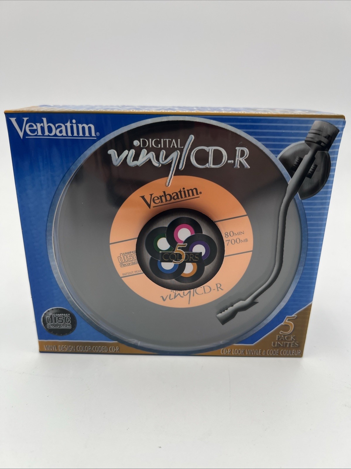 Verbatim Cd-R 5 Pack 700 Mb Digital Vinyl Multicolor Color Coded Design 94442