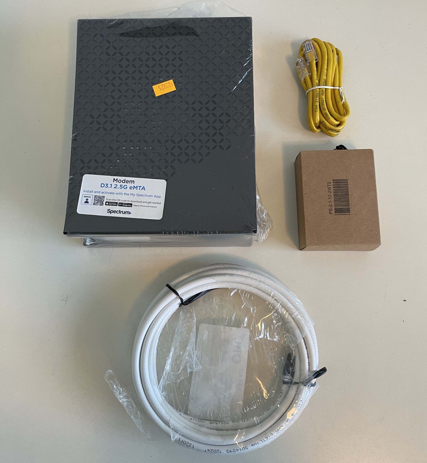 New Spectrum WiFi Docsis Modem D3.1 2.5G EMTA Adapter Charger Cables Cords