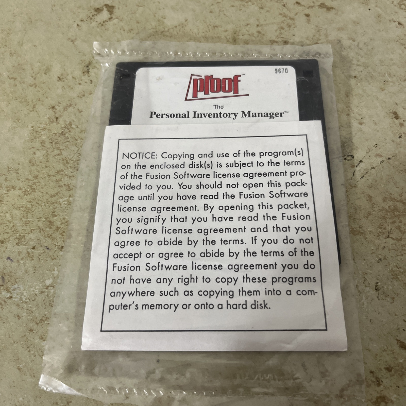 Proof Personal Inventory Manager 3.5 Disk