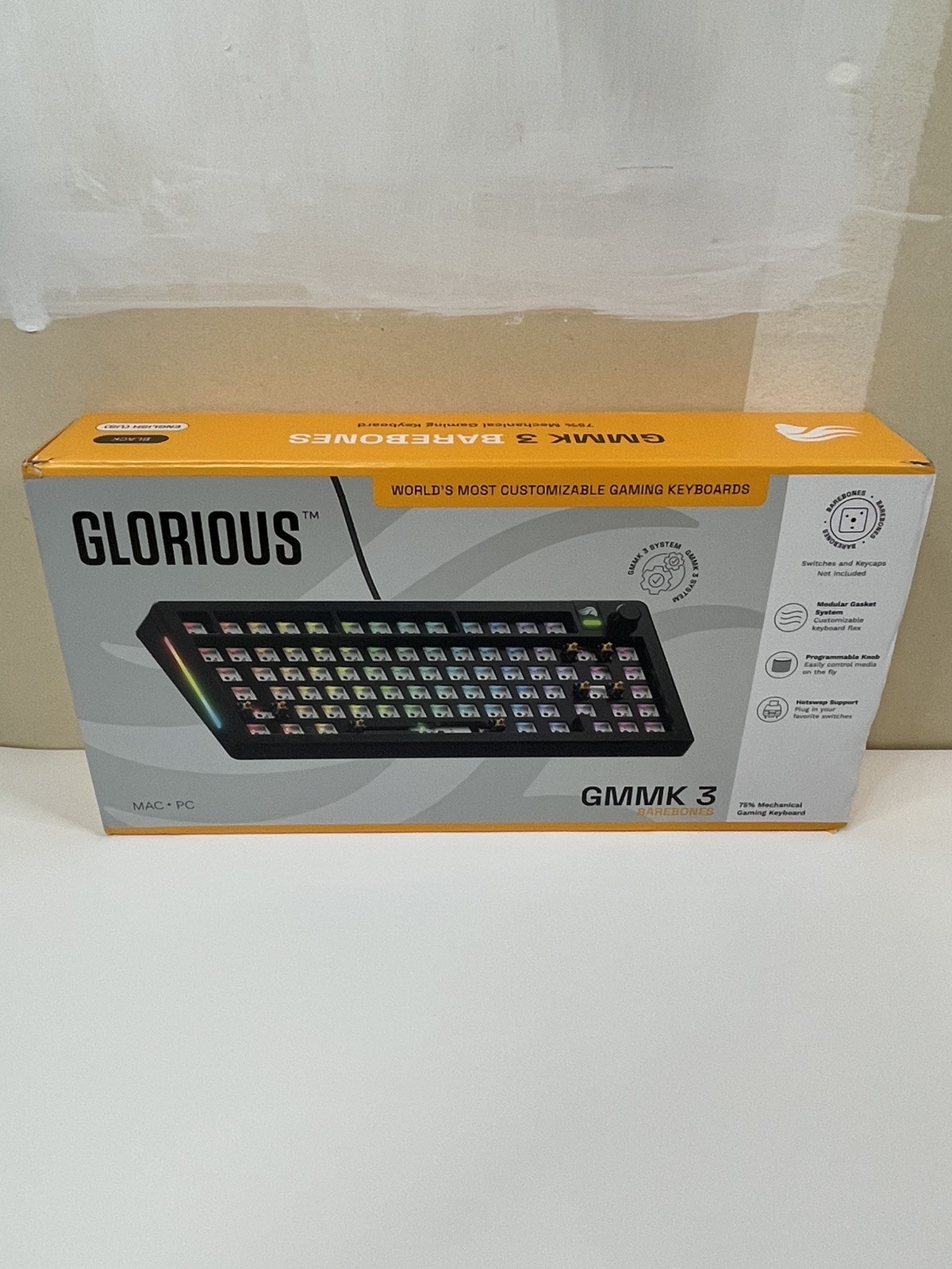 Glorious GMMK 3 PRO 75% Barebones Wired Mechanical Linear Gaming Keyboard Black