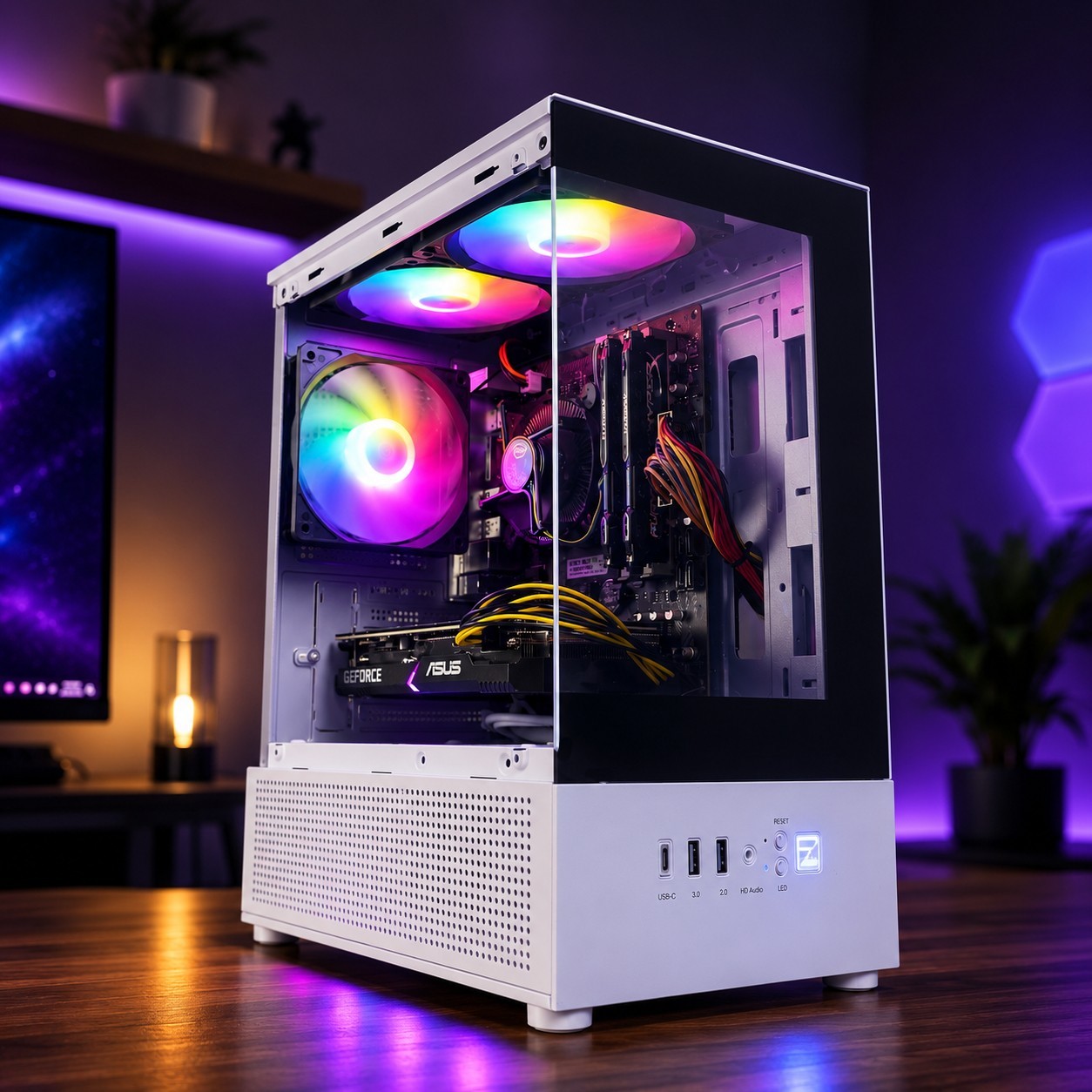Custom White RGB Desktop i7 PC 32GB RAM 1TB SSD RTX 5060 W11 PRO GAMING READY