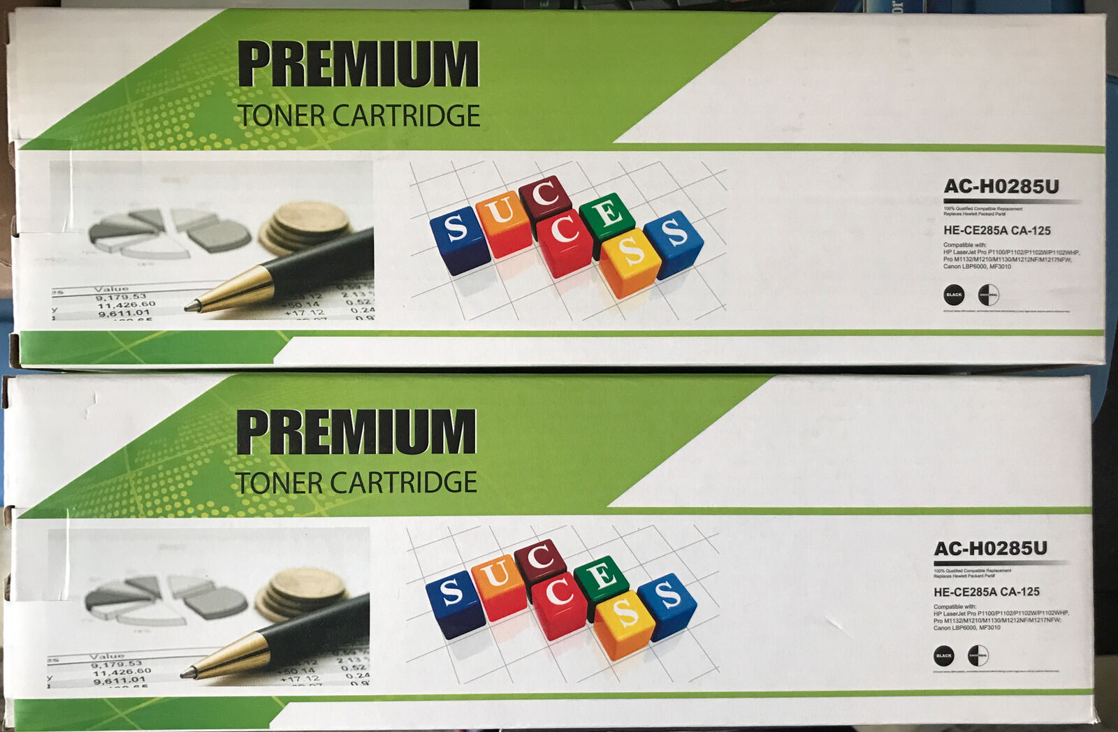 Set of 2 Premium Toner Cartridge toner cartridge. Black. New in box.