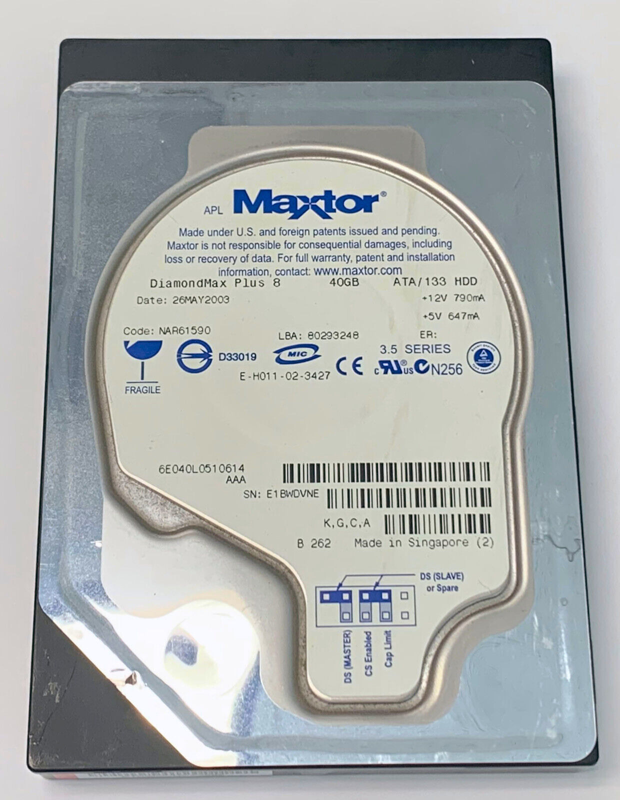 Maxtor DiamondMax Plus 8 40GB 7200 RPM IDE ATA Hard Drive NAR61590