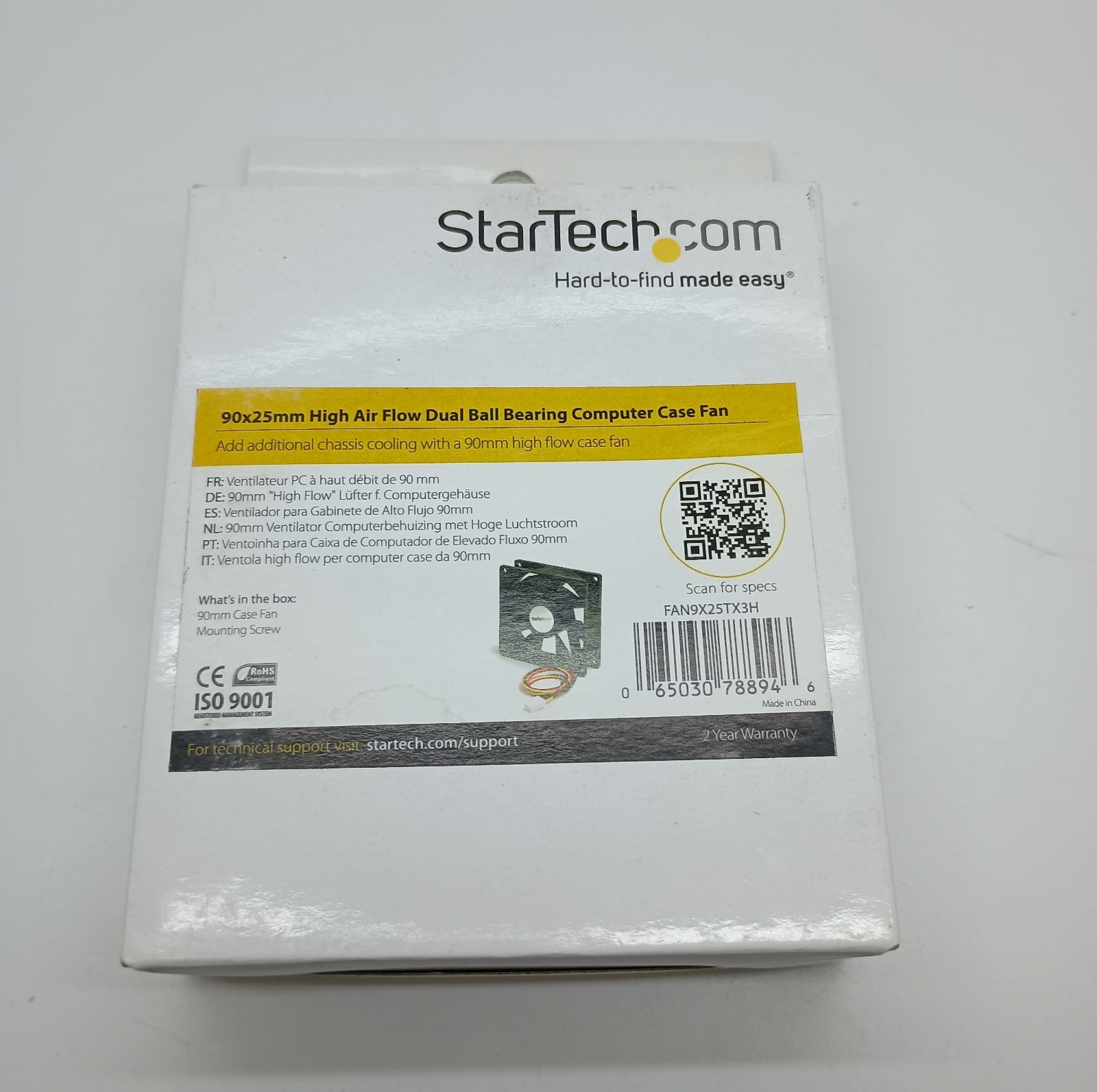 #R) StarTech FAN9X25TX3H 90x25mm High Air Flow Dual Ball Bearing Computer Fan