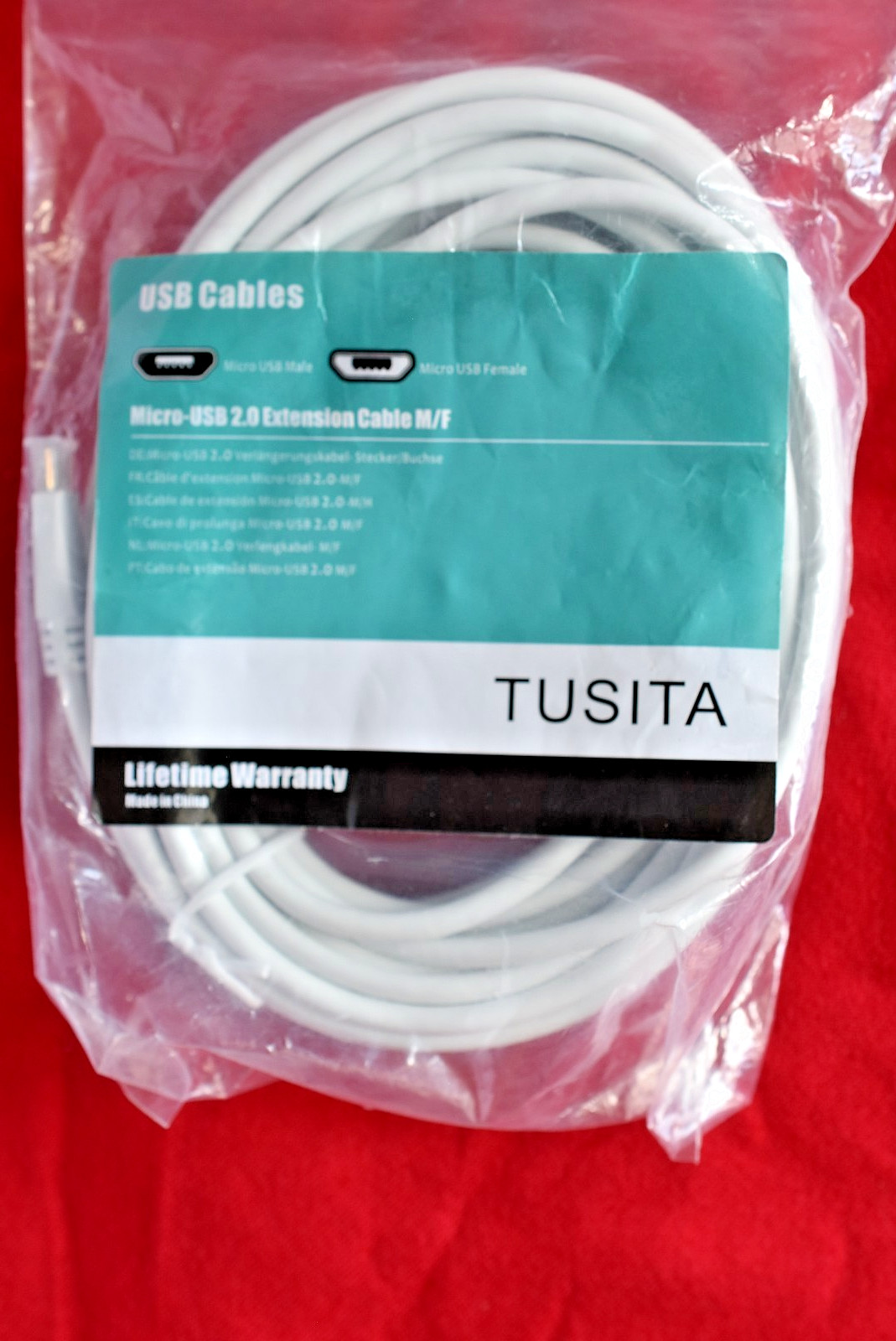 TUSITA Micro USB Power Extension Cable (20ft 6M)Male to Female Extender Cord