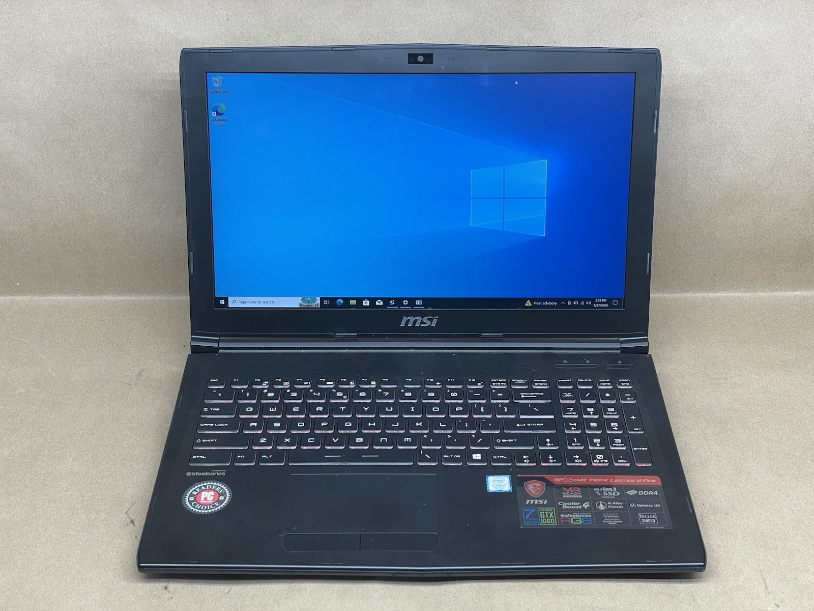MSI GP62MVR 7RFX Leopard Pro i7-7700HQ 16GB GTX1060 256GB+1TB Win10 Pro