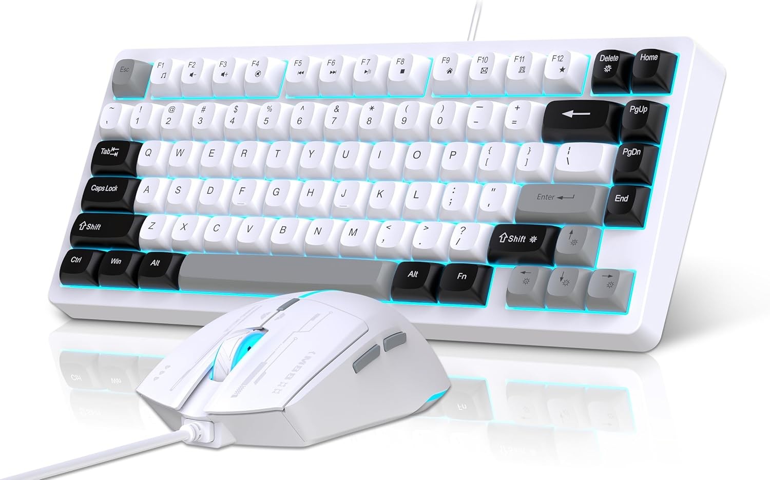 Snpurdiri Wired Keyboard and Mouse Combo,81 Keys, Compact Mechanical Keyboard