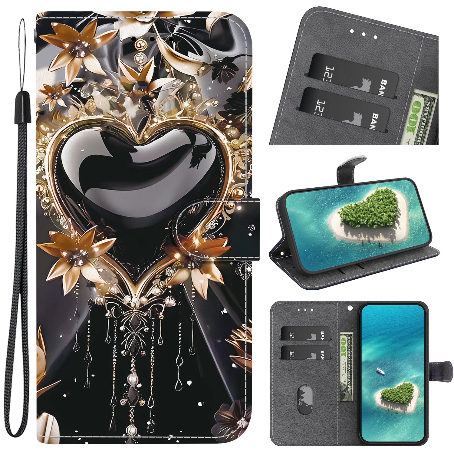 Panda Flower Butterfly Wallet Phone Case for iPhone 11 Pro Max XR Xs Max 6 7 8