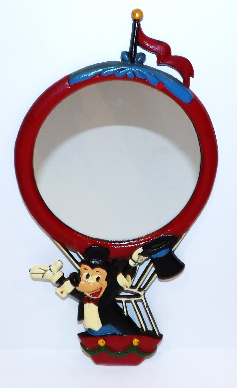 VINTAGE WALT DISNEY PROD MICKEY MOUSE HOT AIR BALLO0N PAINTED CAST IRON MIRROR