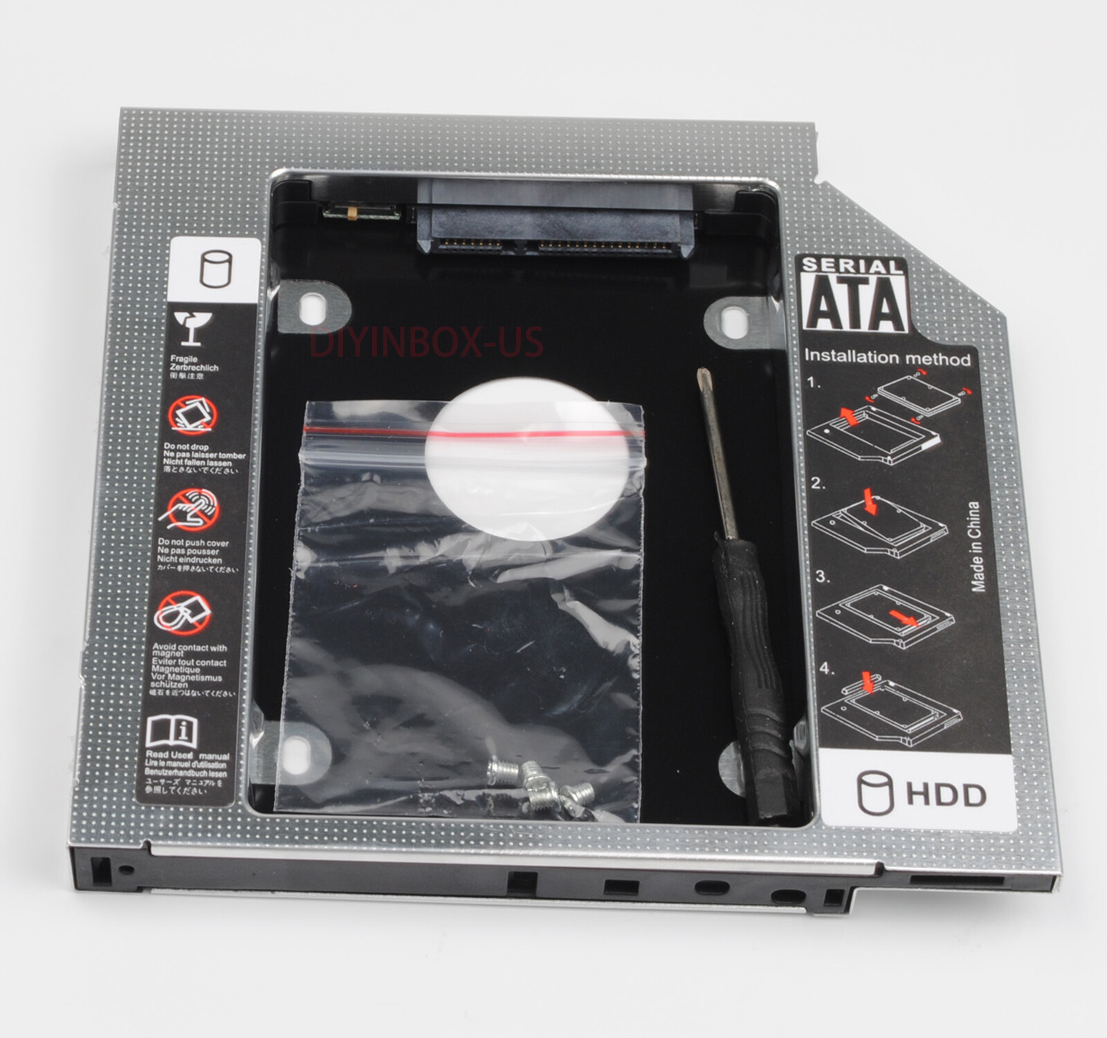 New 12.7mm 2nd SATA HDD SSD Optical Drive Bay Caddy For Laptop HP DELL with LED