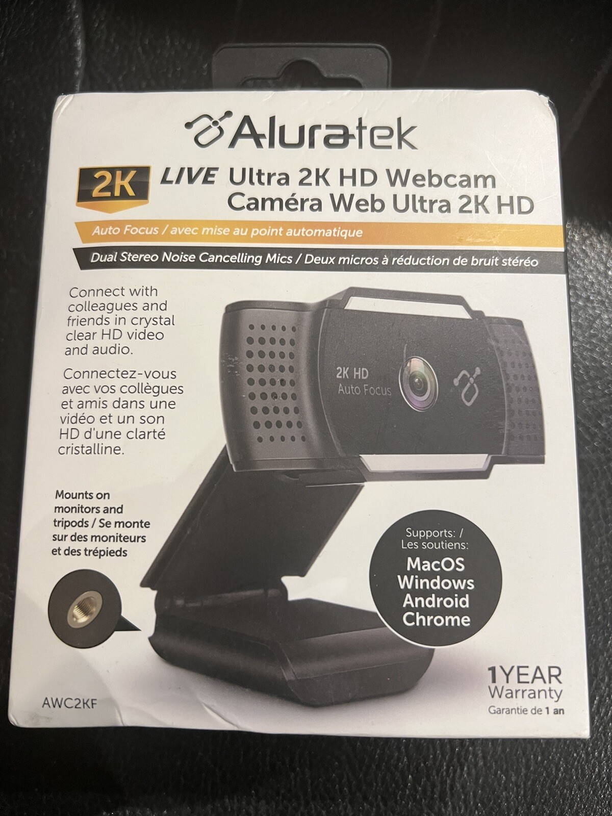 Aluratek 2K HD Webcam with Dual Stereo Noise Cancelling Mics, Auto Focus New