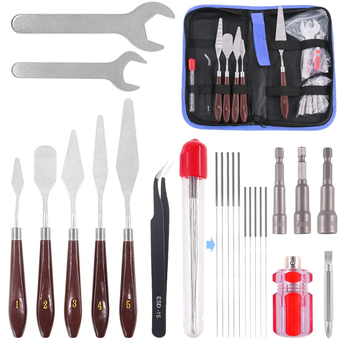 23Pcs 3D Printer Nozzle Change Removal Cleaning Tool Set, 6 in 1 3D Printer N...