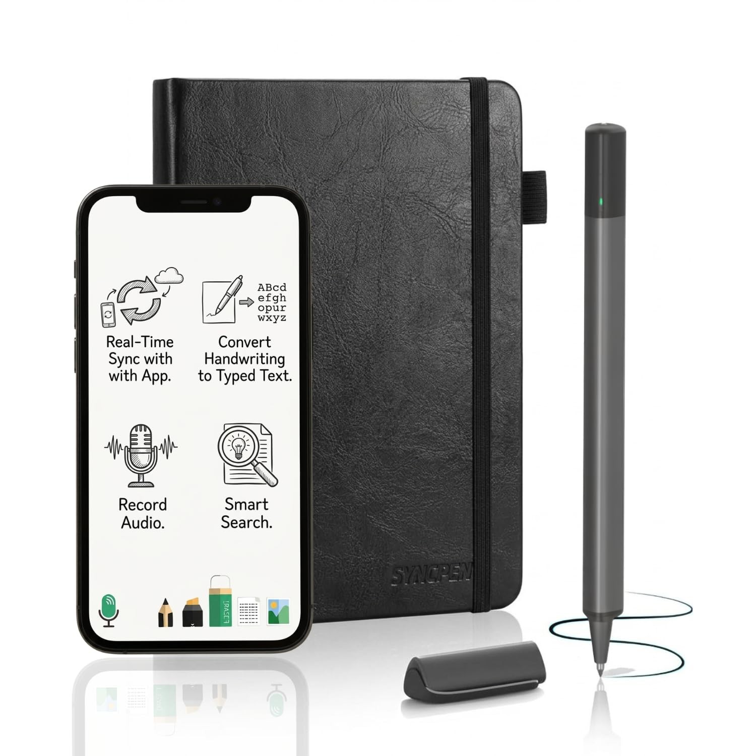 SyncPen Digital Notebook Smart Pen Set | Real Time Sync from Paper to App, Bl...