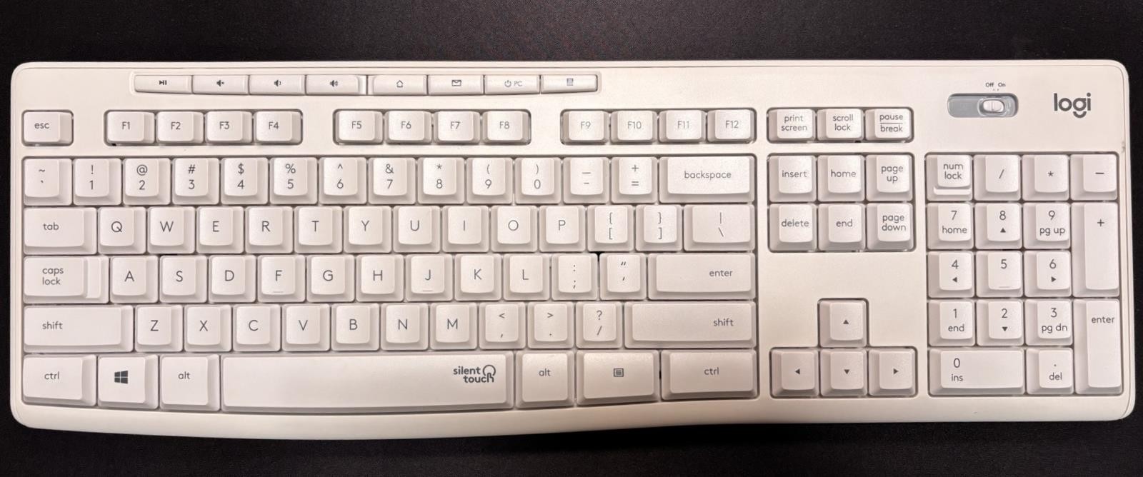 Logitech K295 Silent Touch Wireless Keyboard w/ Nano Receiver, Off-White