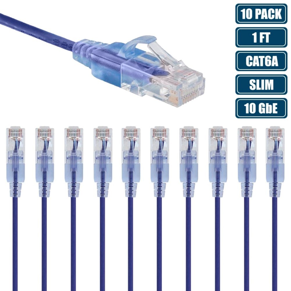 10x 1FT CAT6A RJ45 Ethernet LAN Network Patch Cable Slim Cord Router PURPLE