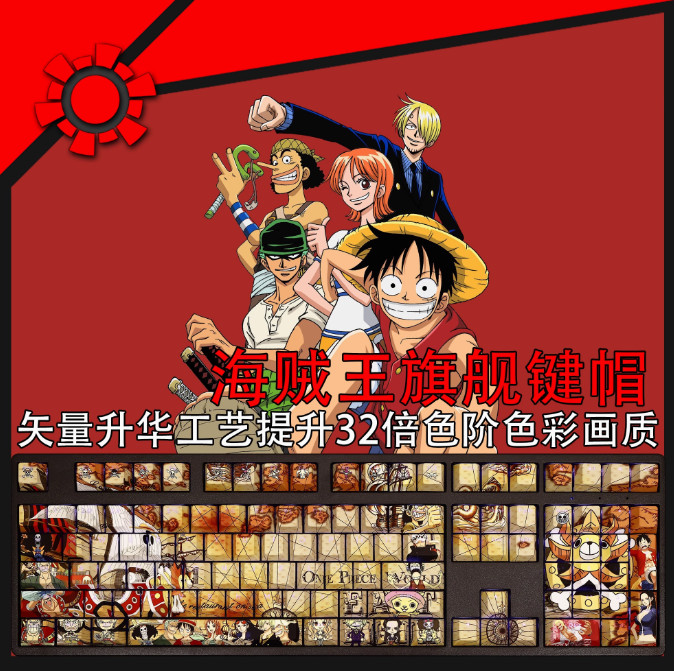 COOL ONE PIECE MONKEY D LUFFY KEYCAP SET 108 KEYS
