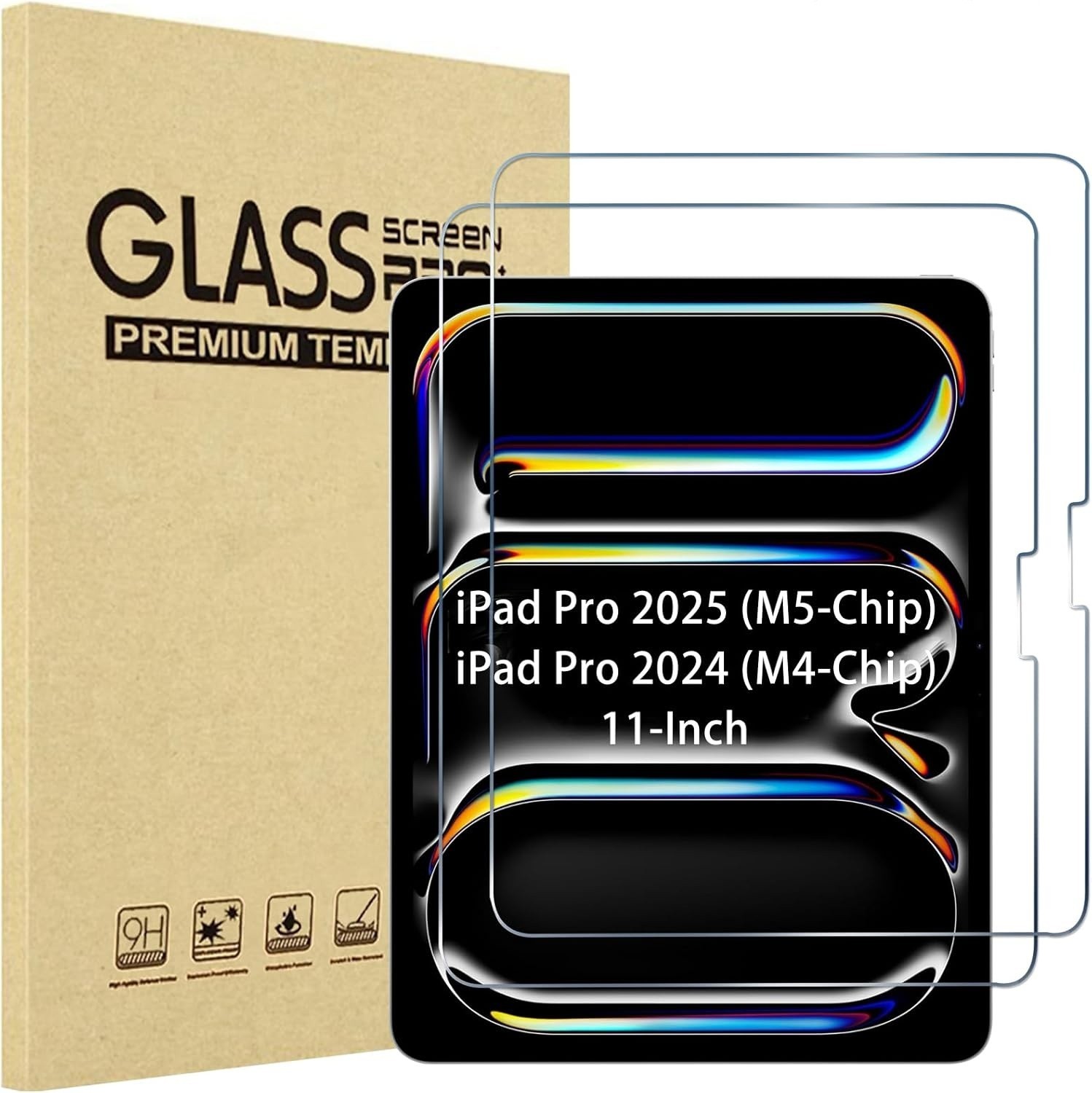 (2 PCS) iPad Pro 11 Inch 2025/2024 M5 M4 6th/5th Gen Tempered Glass Screen Saver