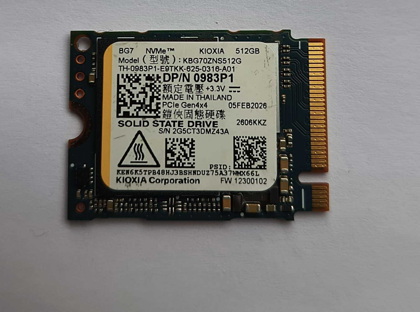 KIOXIA BG7 512GB SSD NVMe M.2 2242 OEM GEN4