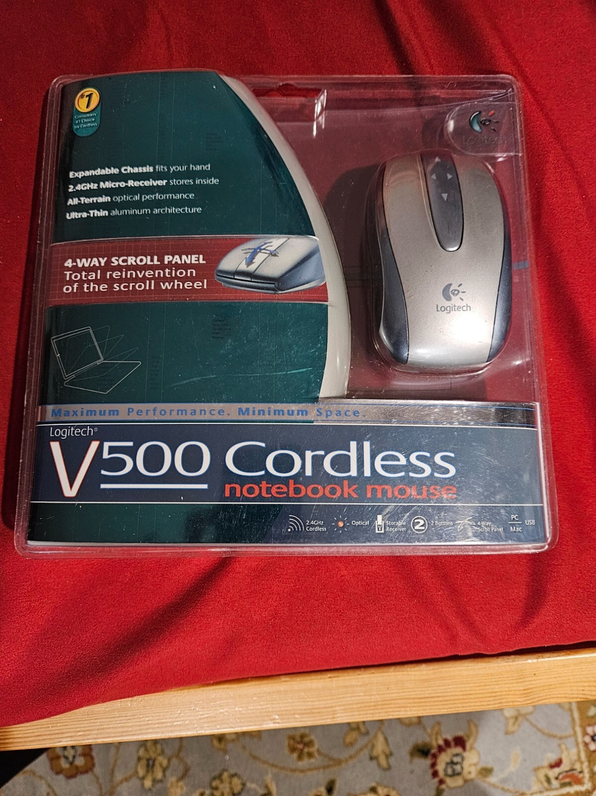 *Rare* Logitech V500 Cordless USB Optical Notebook Mouse (Silver) - New Sealed