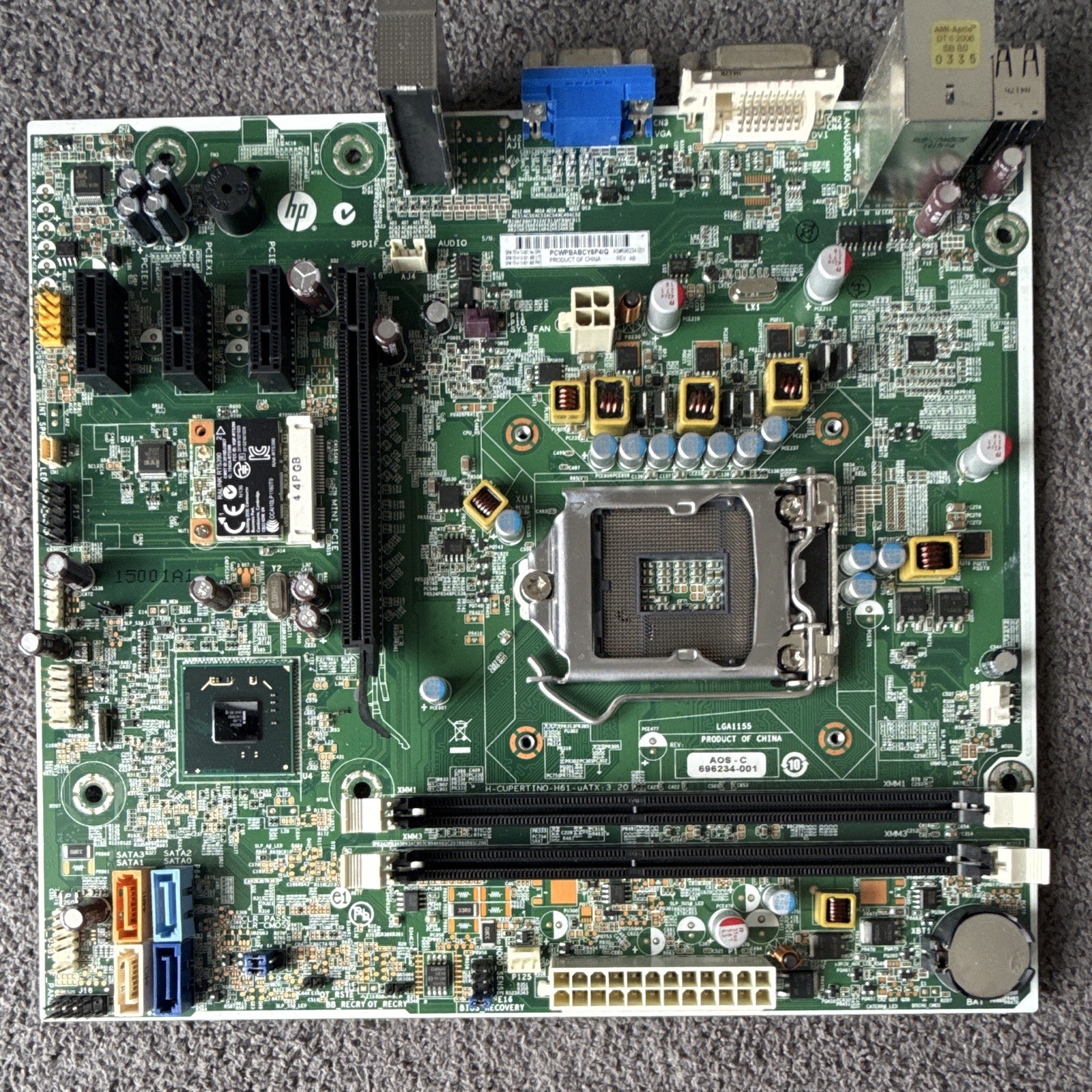 HP H-Cupertino-H61-uATX MicroATX LGA1155 DDR3 2 DIMM PCIe VGA DVI 696234