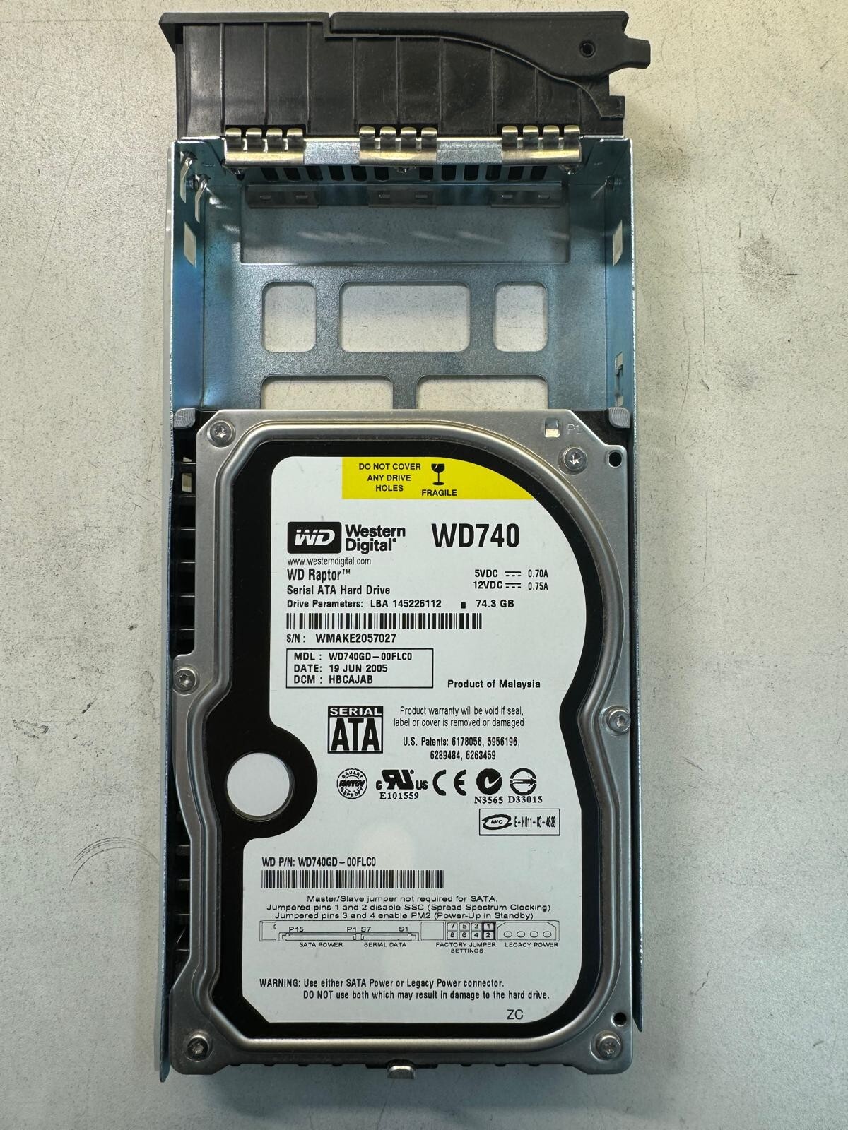 WD WD740GD-00FLC0 74.3GB 10K RPM 8MB Cache 1.5 Gb/s SATA 3.5" HDD
