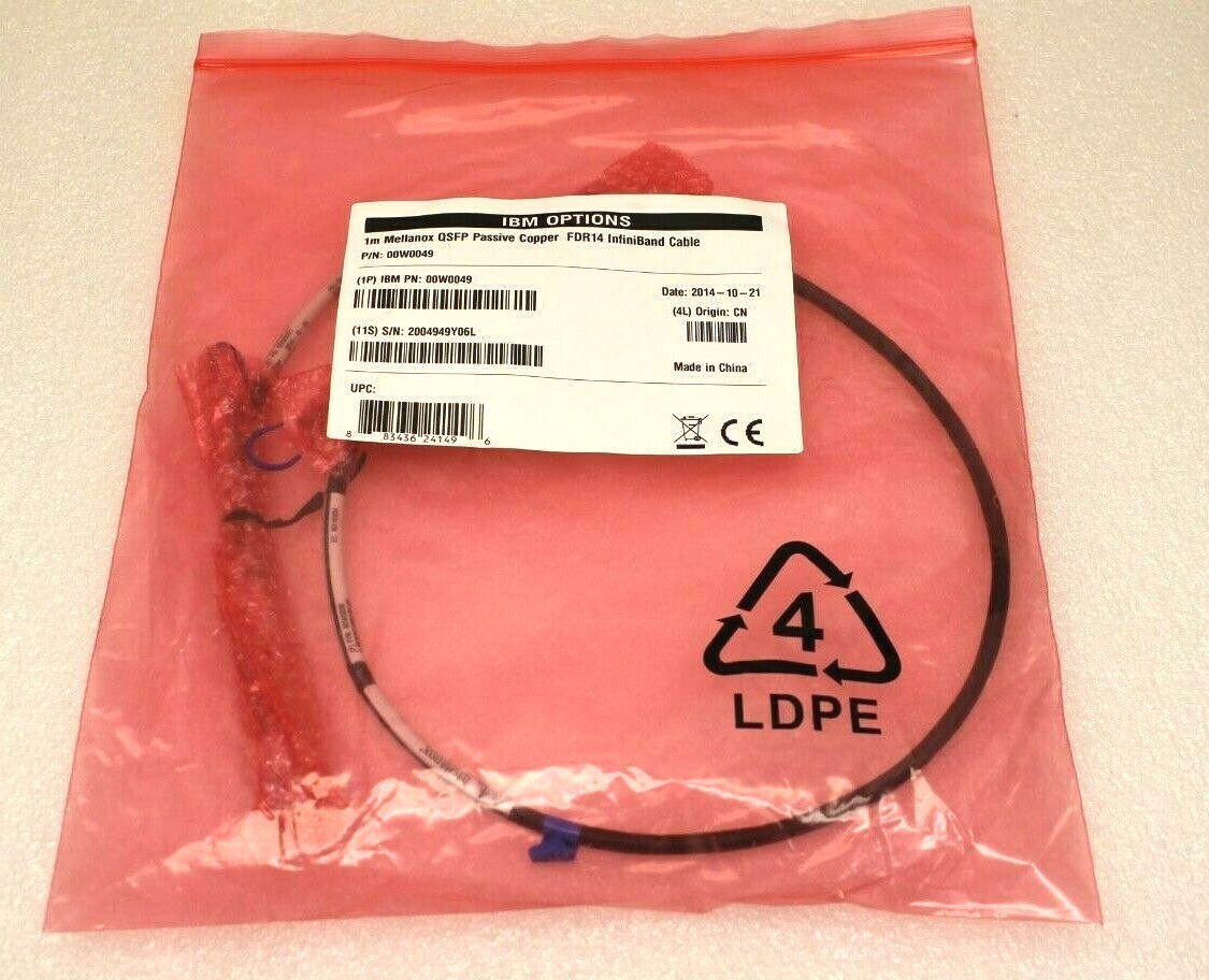 00W0049 IBM 00W0051 1m Mellanox QSFP Passive Copper FDR14 InfiniBand NEW 